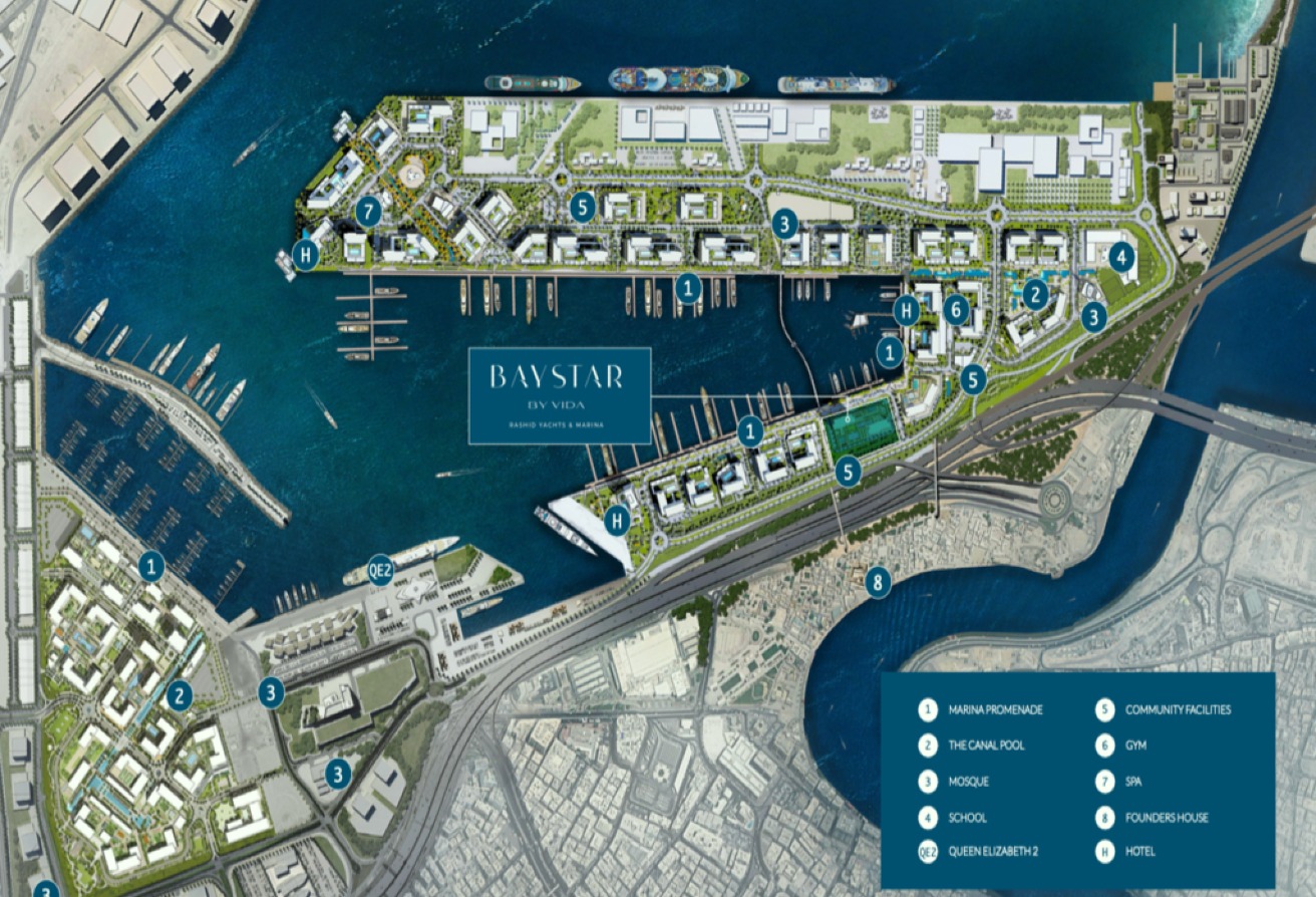 -Expansive living and dining area with full marina views